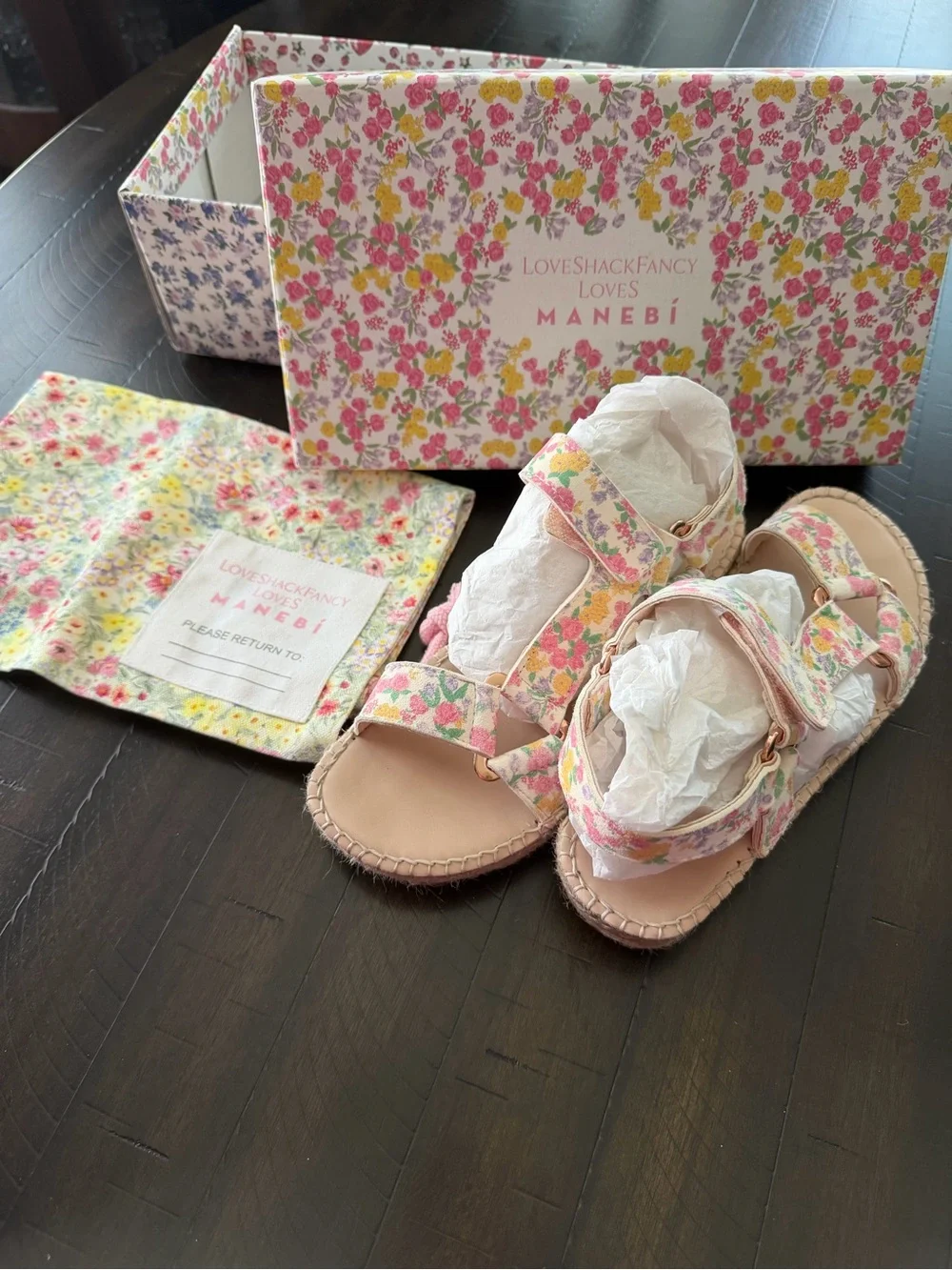 Manebí Floral Pink Sandals by LoveShackFancy